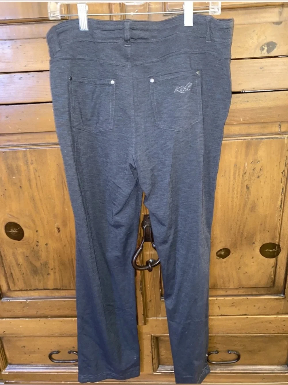 Women's KUHL 'Mova Zip' Pants Pull-On Heathered Charcoal Stretch Knit SZ 14